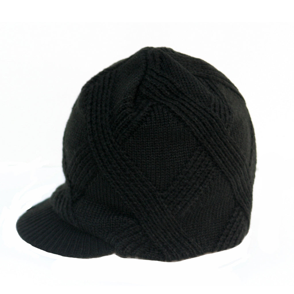 Black Baby Beanie Hat with Stripes Detail