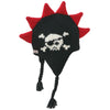 Black Mohawk Hat with Red Spikes and Skull