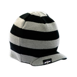 Black and Gray Stripe Beanie with Wings Logo Tag Baby Hat