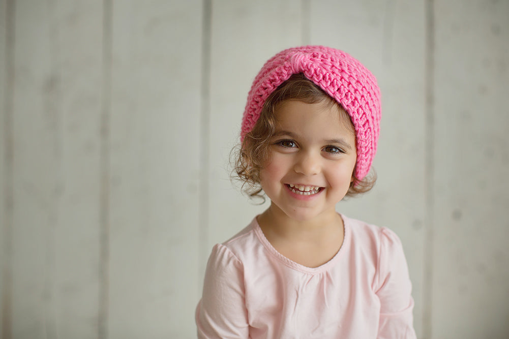 Girls Pink Turban Beanie Hat