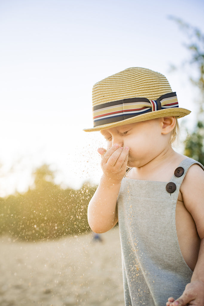 Born to Love Straw Fedora with Brown Stripe Detail