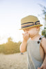 Born to Love Straw Fedora with Brown Stripe Detail