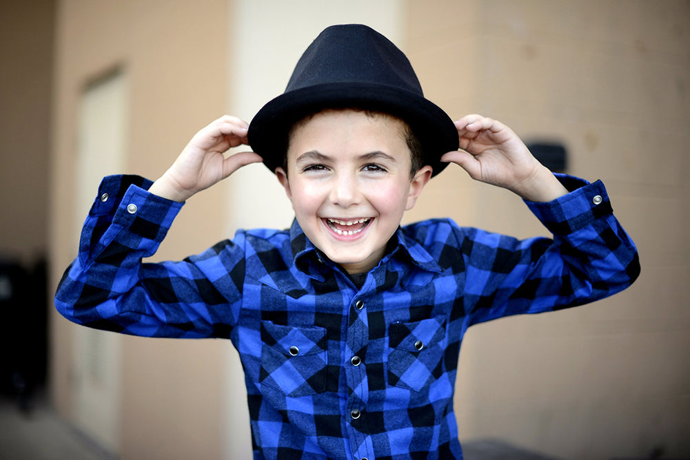 Black Fedora Hat with Skull