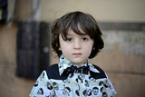 Black and White Skulls Kids Bow Tie with Motifs