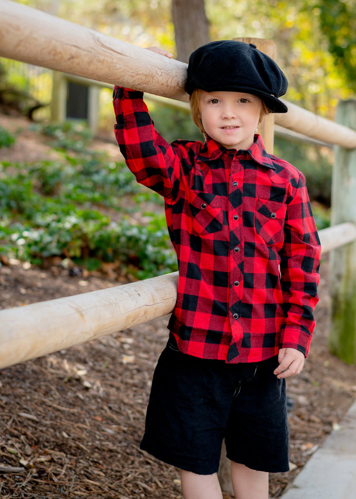 Black Herringbone Newsboy Cap