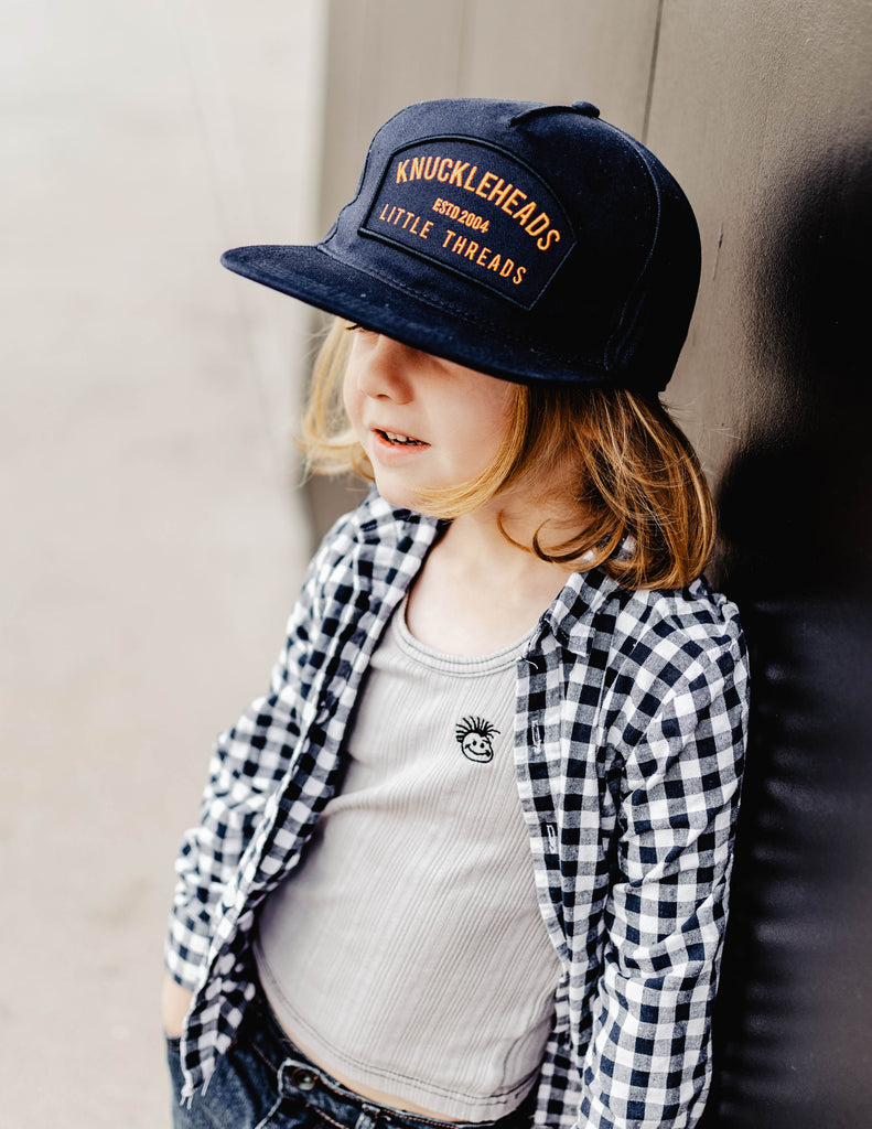 Orange Navy Patch Knuckleheads Trucker Hat