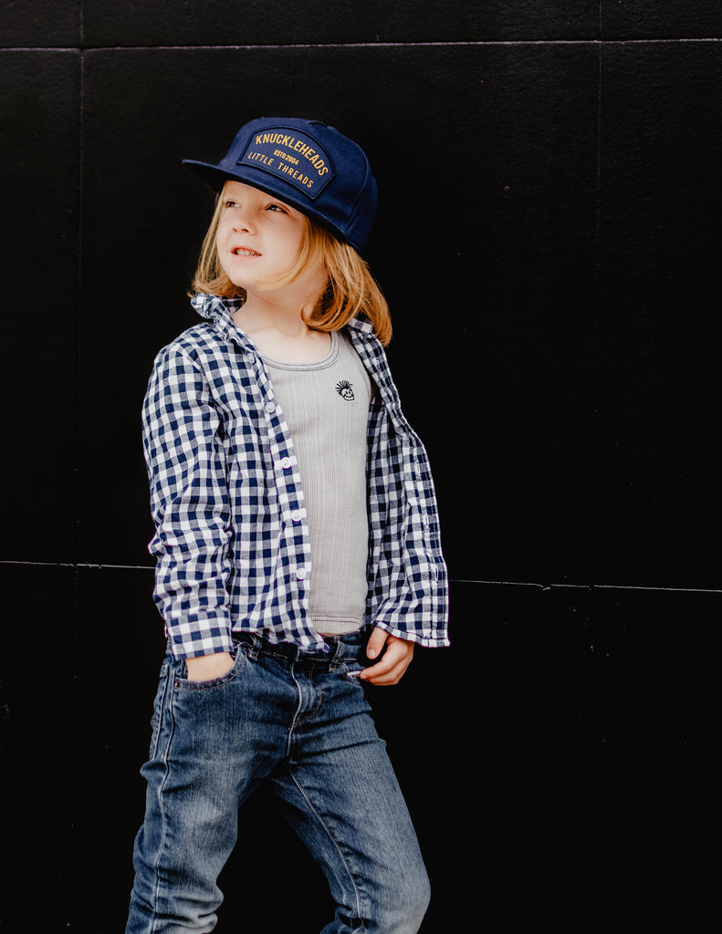 Orange Navy Patch Knuckleheads Trucker Hat