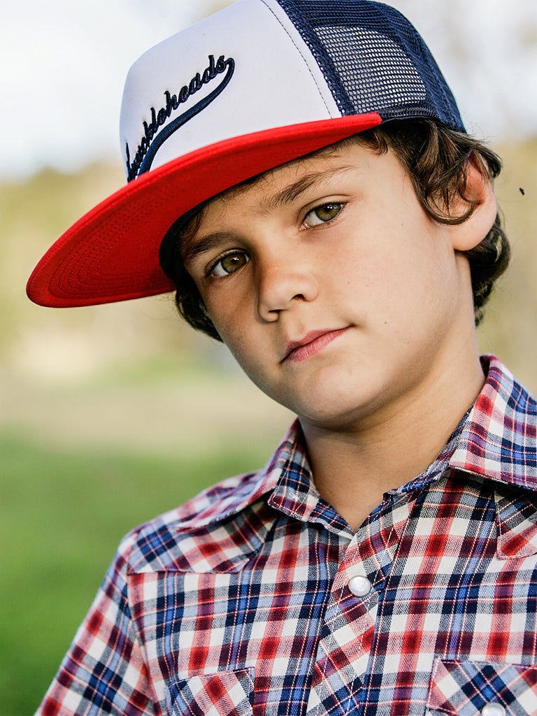 Red and Navy Knuckleheads Trucker Hat