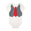 Grey Vest Red Tie Bodysuit