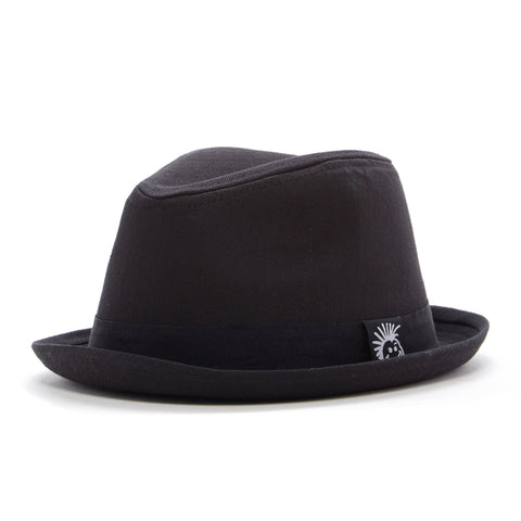 Black Fedora Hat with Skull