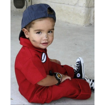 Knuckleheads - Infant and Baby Boy Grease Monkey Red Coveralls