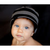 Black and Gray Stripe Beanie with Tag Baby Hat