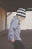 Gray and White Stripe Beanie