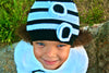 Girl's Stripe Beanie With Flowers