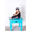 Black and White Stripe Beanie with Flowers