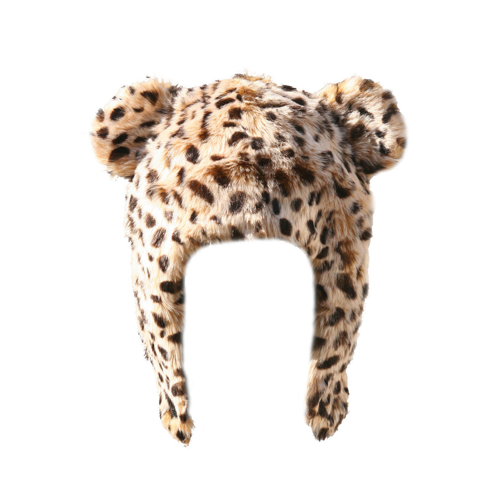 Leopard print fur hat on sale