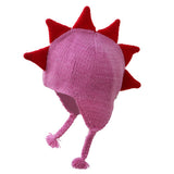 Pink Mohawk Hat with Red Spikes