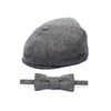 Grey Herringbone 2 Piece Bow Tie and Newsboy Hat Ring Bearer Special Occasion