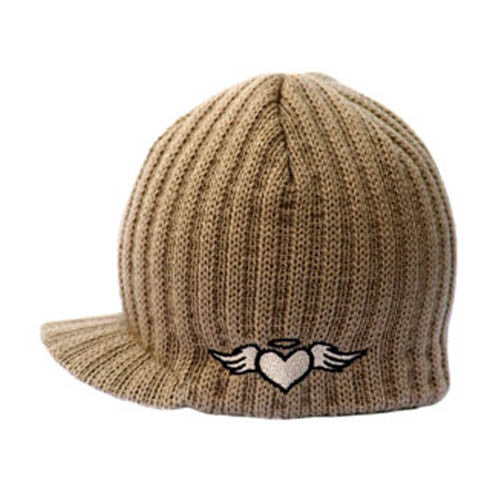 Tan Rib Beanie with Embroidery