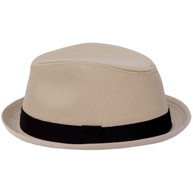 Tan Fedora Hat with Brown Band