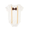 Tan  Suspenders Brown Bowtie Bodysuit