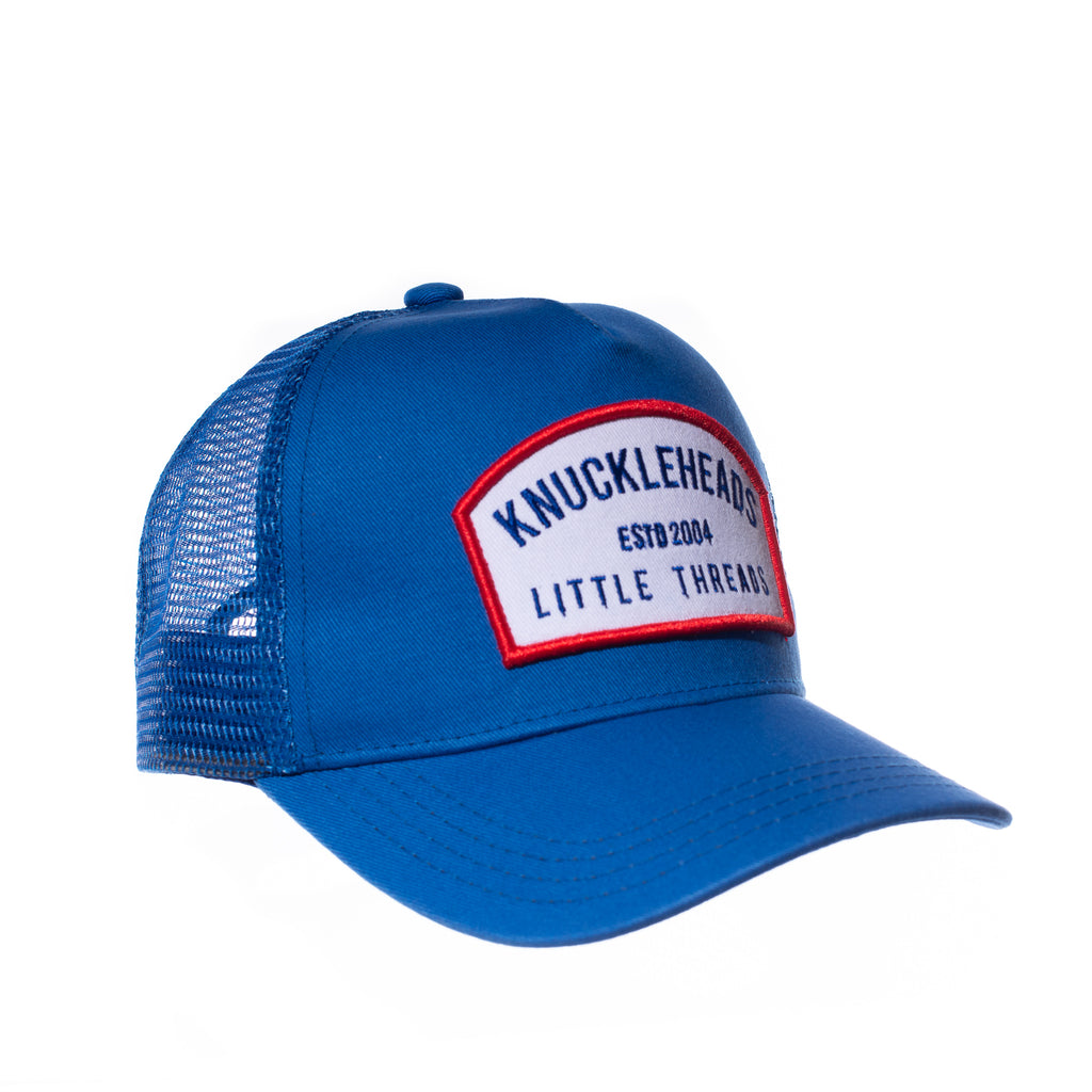 Blue White Patch Knuckleheads Trucker Hat