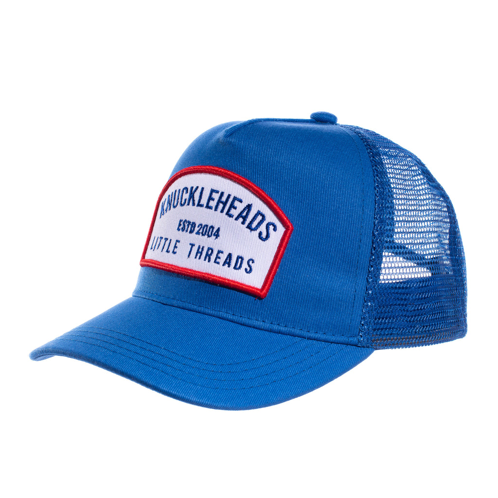 Blue White Patch Knuckleheads Trucker Hat