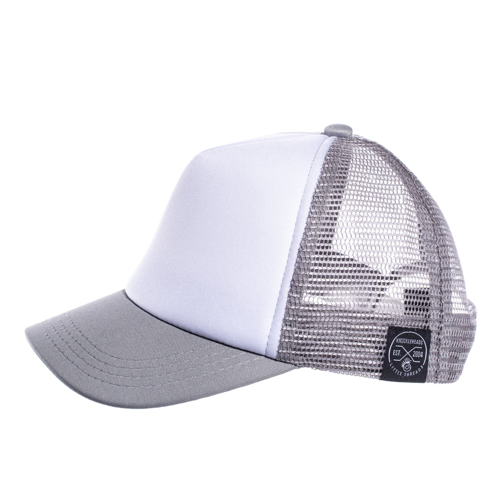 Knuckleheads Gray White Baby Boy Infant Trucker Hat Snap Back Sun Mesh Baseball Cap