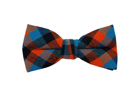 Pink Blue Checkered Bow Tie