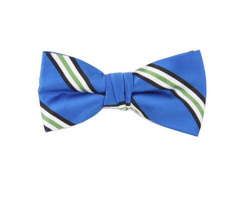 Blue and White Striped Bow Tie