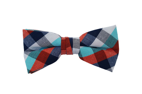 Pink Blue Checkered Bow Tie