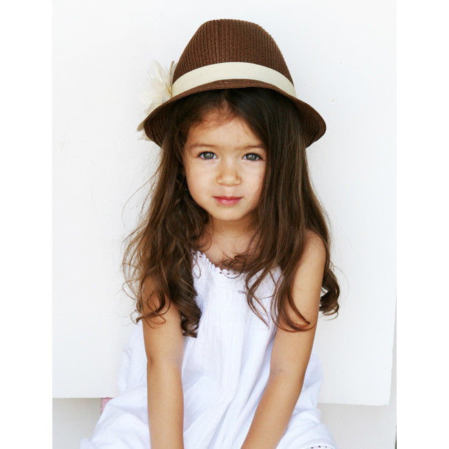 Born to Love Girl Straw Fedora Hat with Flower Born To Love Clothing