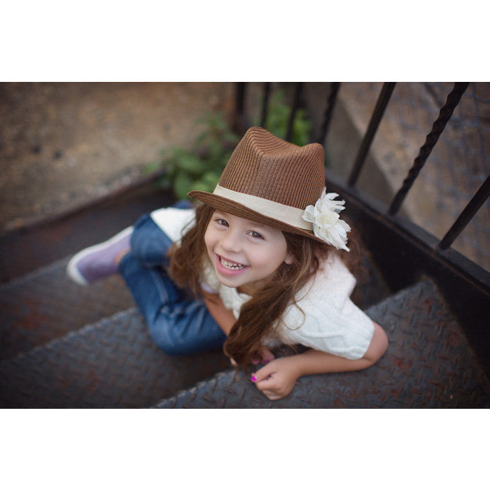 Born to Love Girl Straw Fedora Hat with Flower Born To Love Clothing