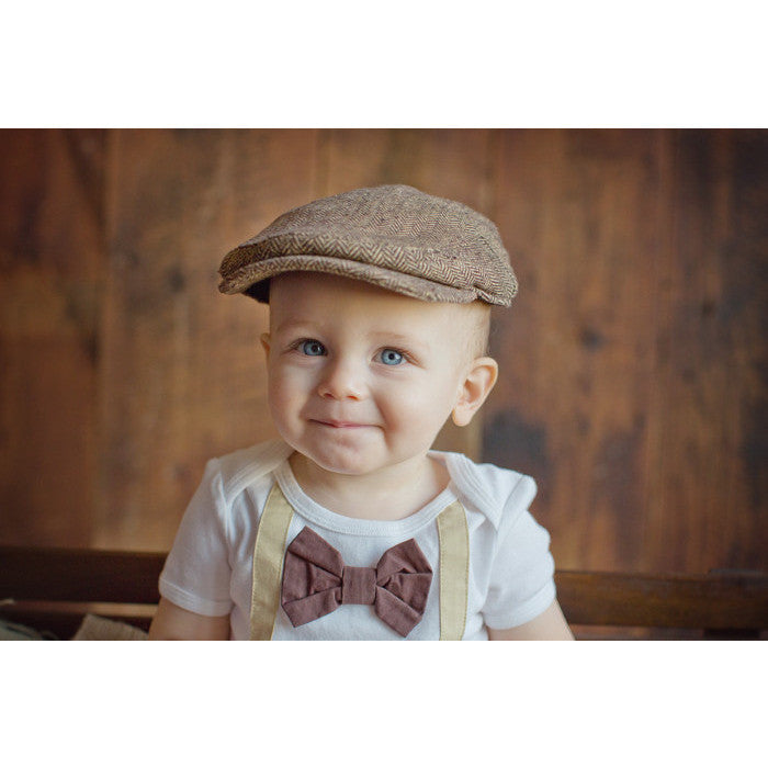 Tan  Suspenders Brown Bowtie Bodysuit