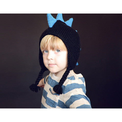 Black Mohawk Hat with Blue Spikes