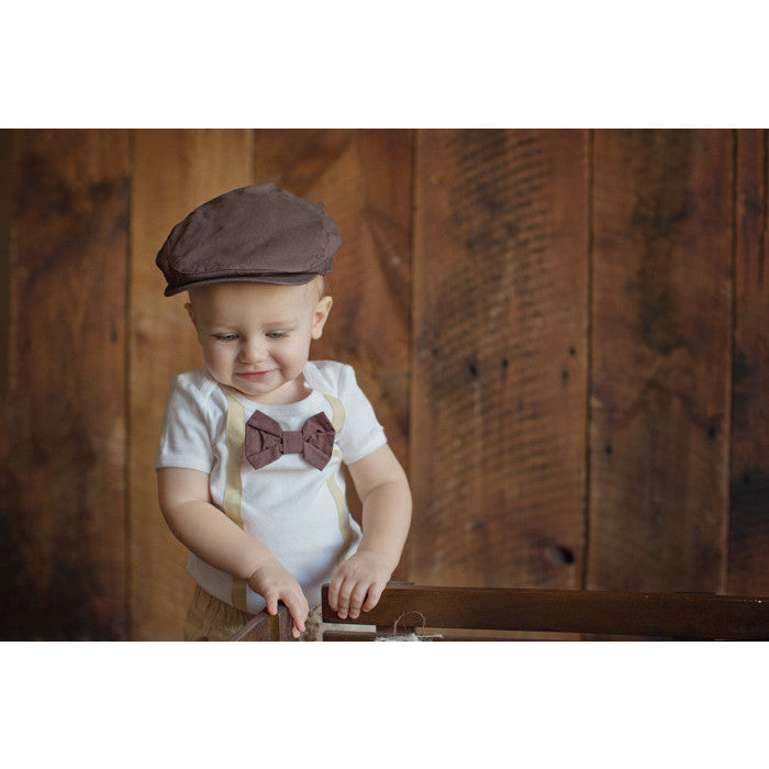 Tan  Suspenders Brown Bowtie Bodysuit
