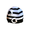 Black and White Stripe Beanie with Flowers