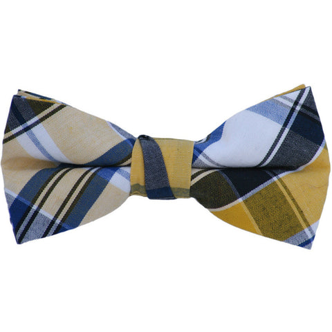 Navy and Blue Plaid Bow Tie