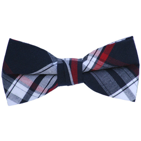 Navy and Blue Plaid Bow Tie