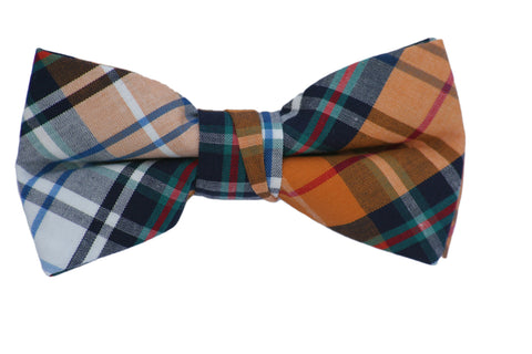 Navy and Blue Plaid Bow Tie