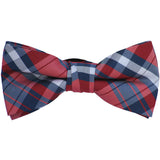 Navy and Red Plaid Bow Tie