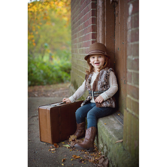 Born to Love Dark Straw Fedora with Brown Band Detail