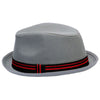 Gray Fedora with Black and Red Stripe