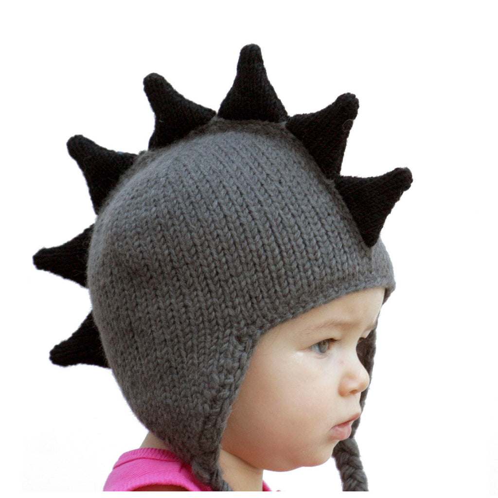 Gray Mohawk  Baby Hat with Black Spikes