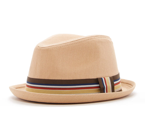 Tan Fedora Hat with Brown Band