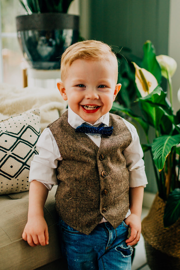 Adorable Ring Bearer in Vest and Bowtie