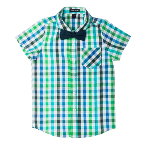 Boy's Grey Button Down Short Sleeve Shirt