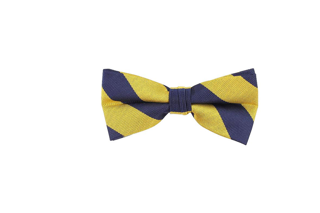 Yellow Navy Striped Bow Tie