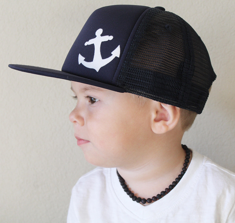 Blue Navy Anchor Trucker Hat